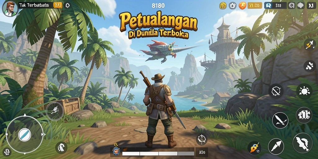 Tampilan aksi seru dalam game Open World 8180.