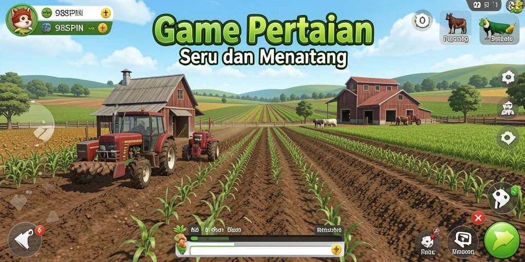 Tampilan seru gameplay 98SPIN dengan pertanian yang menarik.