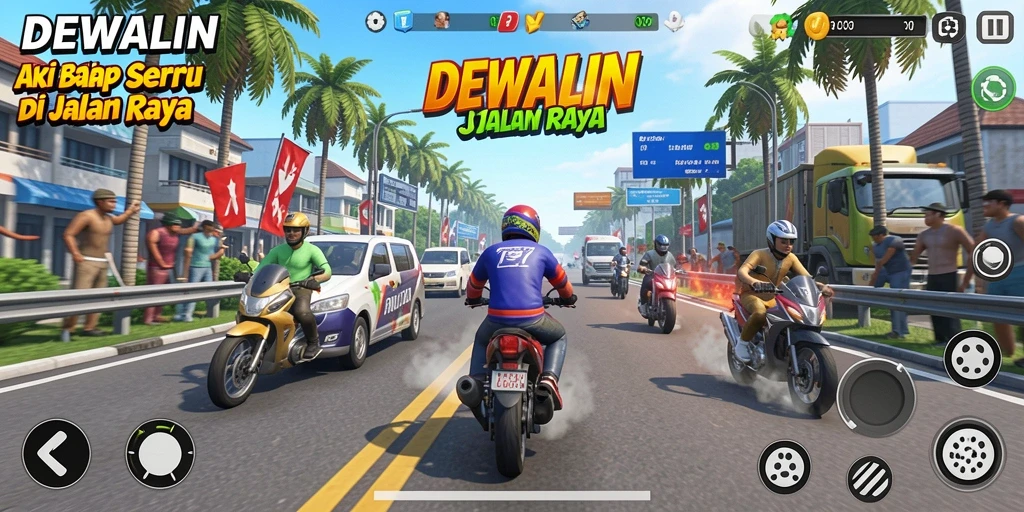 Gameplay seru balapan mobil dalam DEWALIN yang menantang.