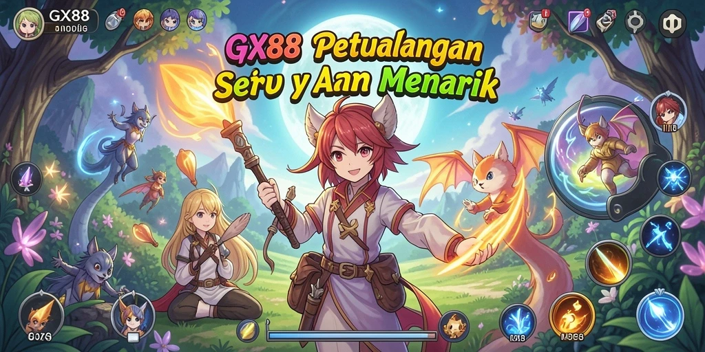 Tampilan gameplay GX88 dengan karakter anime yang menarik.