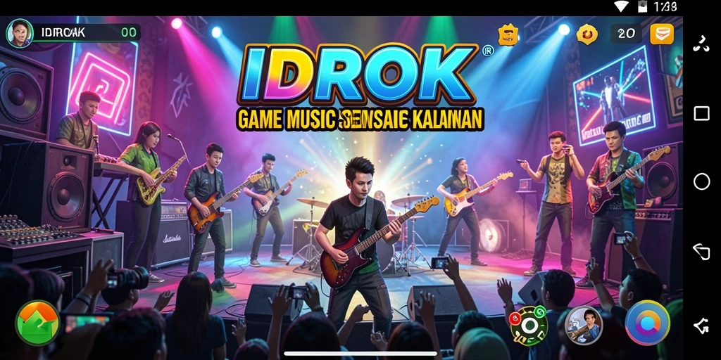 Tampilan gameplay IDROK dengan berbagai pilihan lagu musik.