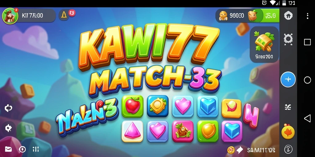 Tampilan gameplay seru KAWI777 dengan elemen Match-3 yang menantang.