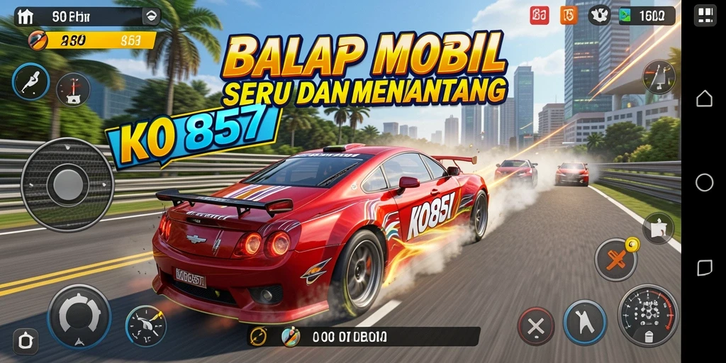 Tampilan menarik dari gameplay seru KO857 saat balapan.