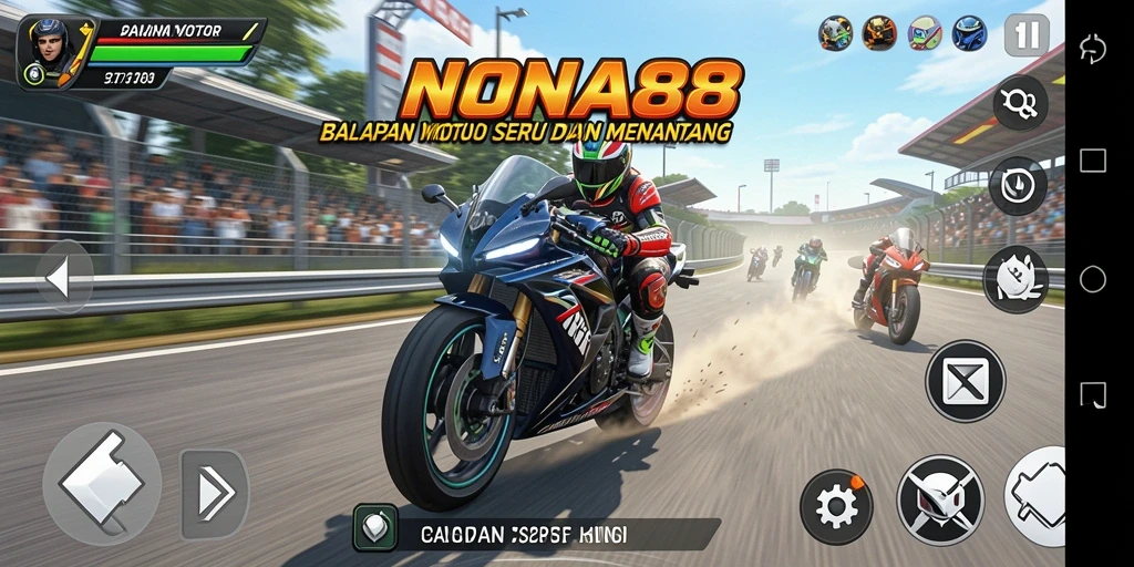 Gameplay NONA88 yang mendebarkan saat balapan motor.