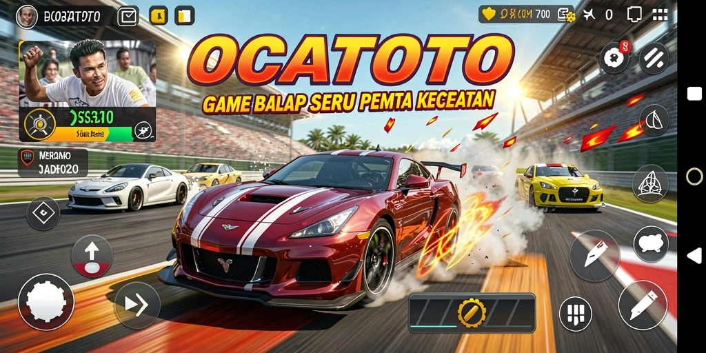 Tampilan gameplay OCATOTO yang seru dan menegangkan saat balapan.