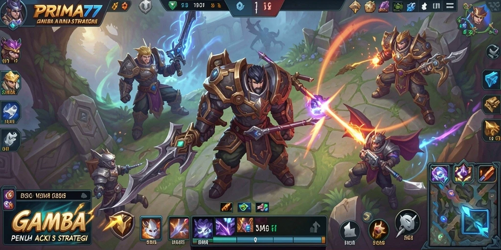 Tampilan gameplay mendebarkan di arena pertandingan PRIMA77.