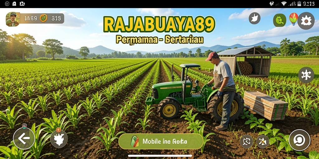 Tampilan gameplay seru dari RAJABUAYA89 dengan aktivitas pertanian.