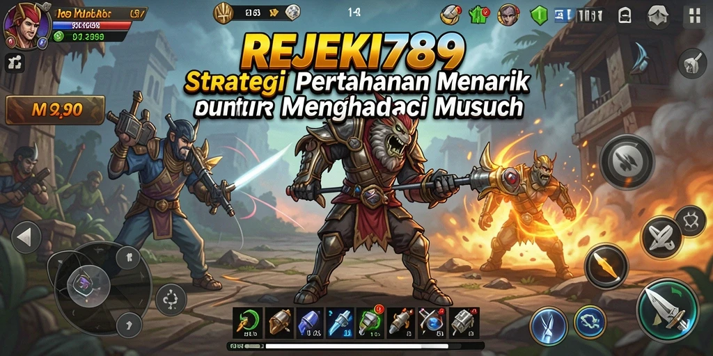 Tampilan gameplay seru dalam Tower Defense REJEKI789.