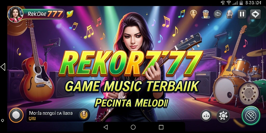 Screenshot gameplay REKOR777 menampilkan interaksi pengguna dengan musik.