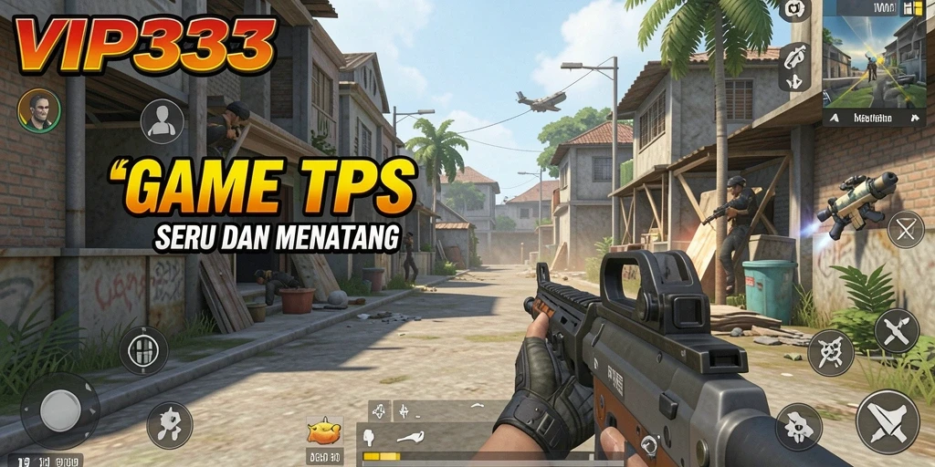 Screenshot gameplay menunjukkan pertarungan epik dalam game TPS.